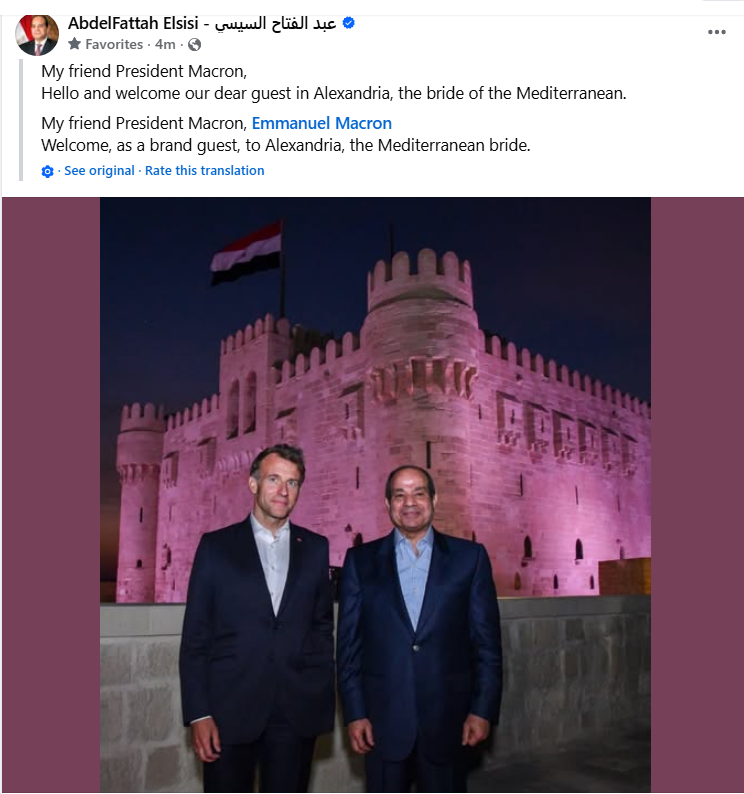 الرئيس السيسي ونظيره الفرنسي